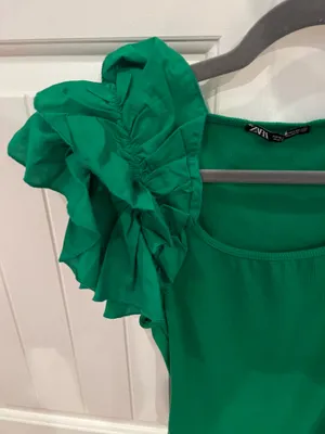 Green ZARA Ruffle Sleeve Bodysuit thumbnail 2