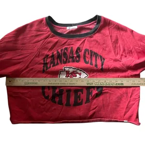 Kansas City Chiefs 47 Brand Cropped Sweatshirt‎ Red Black Sporty Womens L thumbnail 8