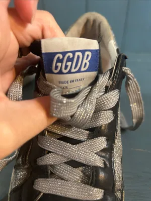 Golden Goose Black Leather Sneakers with Silver Glitter Panels | Size 37 US 7 thumbnail 11