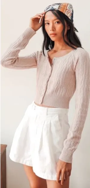 Free People Cropped Mimi Cardigan Sugar Crystals XS thumbnail 1