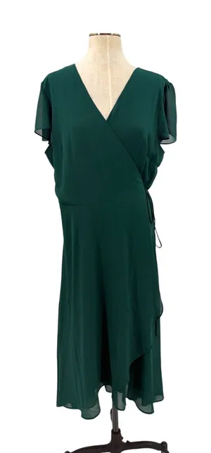 Baltic Born Bristol Midi Wrap Dress Emerald Green Flutter Sleeve NWT Size 2X thumbnail 1