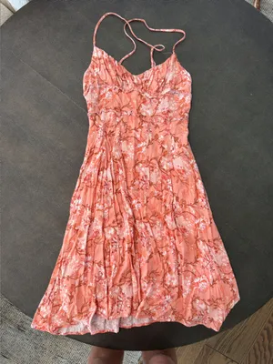 Petal & Pup coral floral midi dress with spaghetti straps, size 6 thumbnail 1