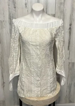Charlotte Russe Lace Off Shoulder Mini Dress Womens Extra Small White Tie Cuffs thumbnail 1
