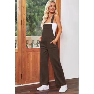 Overalls Brown Wide Leg‎ Adjustable Strap Size Small thumbnail 3