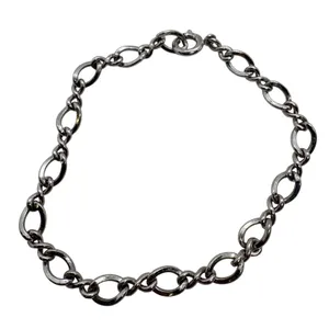 Vintage Open Oval Link Charm Bracelet Silver Tone Marked Sterling Magnetic 6.75" thumbnail 1