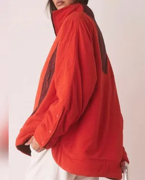 Free People Movement Oversized Colorblock Climber Red Poppy Combo Jacket thumbnail 4