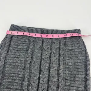 Lulu's gray cable knit chunky winter skirt ribbed pull on stretch neutral medium thumbnail 4