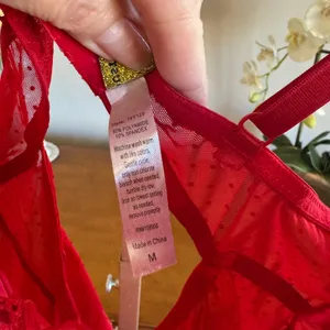 Just Sexy Frederick’s of Hollywood Red Sheer Lace Babydoll Negligee M thumbnail 5