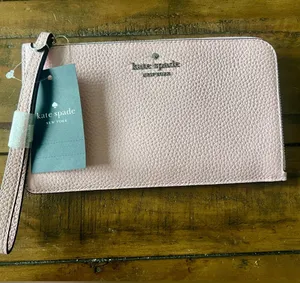 Brand New, Kate Spade Pebbled Leather Wristlet in Pale “Tutu Pink” thumbnail 1