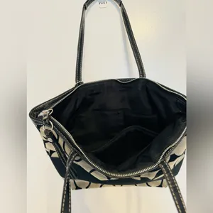 Classic COACH Logo vintage CANVAS & LEATHER TOTE BAG PURSE thumbnail 3
