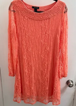 Style & Co Coral Lace Long Sleeve Dress, medium thumbnail 1