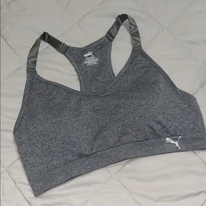Puma Dark Heather Gray Racerback Sports Bra XL thumbnail 1