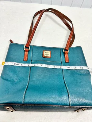 Dooney & Bourke Teal Brown Pebble Leather Tote & Matching Wallet Set thumbnail 14