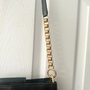 Tory Burch Lily Black Leather Slim Multi Pocket Gold Chainlink Crossbody Handbag thumbnail 5