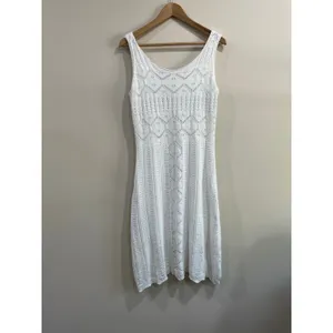Soft Surroundings White Coastal‎ Crochet Knit Sleeveless Midi Dress Medium thumbnail 2