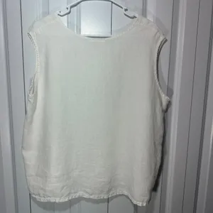 Bryn Walker Tank Top Womens M White Linen Sleeveless Scoop Neck Boxy Lagenlook thumbnail 6