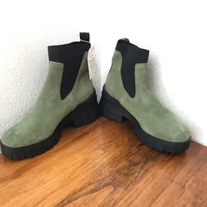 NURTURE Green Suede Chelsea Boot Lug Sole Platform‎ Water Resistant Size 5.5 New thumbnail 5