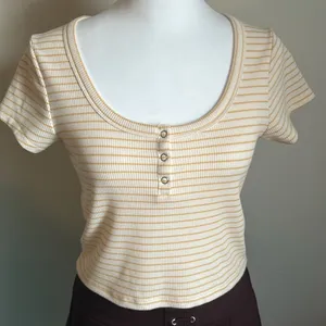 Cotton On Stripe Crop Scoop Neck Ribbed 1/4 Snap Front Tee thumbnail 8