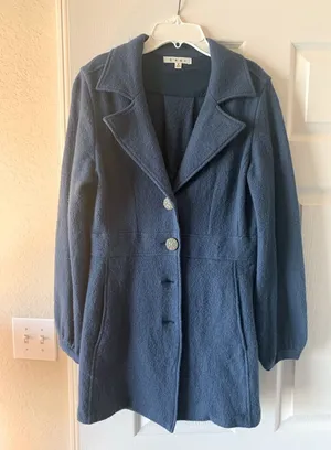 Cabi Dark Teal Merino Wool Blend Pea Coat thumbnail 1