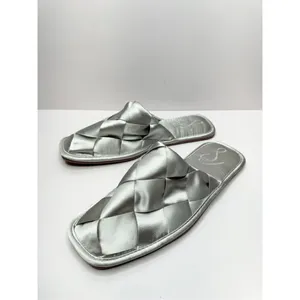 Sam Edelman Mules Ladies 6.5‎ Silver Slip On Round Toe Woven Satin Finish Shoes thumbnail 3