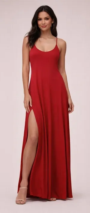 Reformation Red Maxi Dress Scoop Neck Strappy Back | Made in USA thumbnail 1
