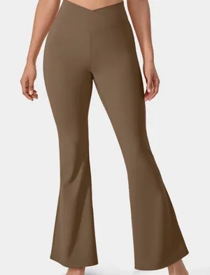 Halara Crossover Super Flare Yoga Leggings Pants in Sepia Brown XL Petite New thumbnail 1