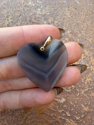 Free People Black agate marble color heart pendant with gold plated bail #boho #fairycore #goth #grunge thumbnail 2