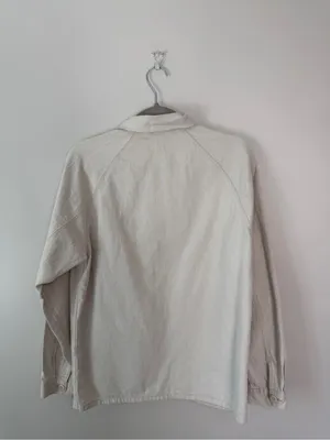 UNIQLO Utility Denim Jacket Chore Off White XS Unisex Cotton Linen thumbnail 4