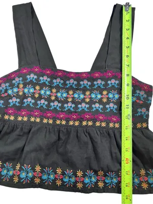 NATURAL LIFE Boho Crop Tank Top with Multicolor Floral Embroidery thumbnail 8