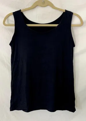 Black Ribbed Build in Bra Padded Tank Top Size XL thumbnail 1