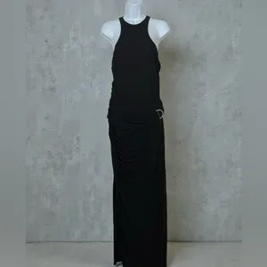 Halston - Lang Black Ruched Jersey Maxi Dress Size 14 Racerback thumbnail 7