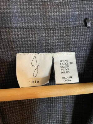 Joie Gray Plaid Long Single-Breasted Trench Coat Notched Lapel Size XS thumbnail 2