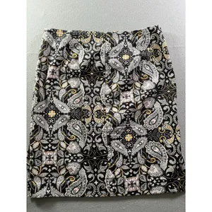 Loft Womens 12 (32x22) Pencil Skirt Textured Twill Old Money Preppy‎ Paisley thumbnail 9