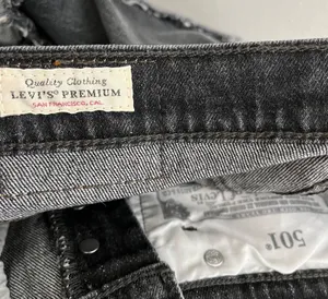 Levis 501 black charcoal quality denim button fly shorts size 25 thumbnail 8