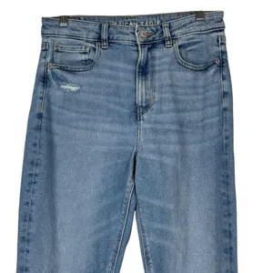 American Eagle Mom Straight Jeans Womens 8 Medium Wash Distressed Stretch Casual thumbnail 2