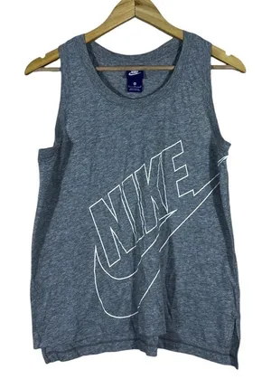 Nike Sportswear Logo Graphic Tank Top Gray Athleisure Racerback Size M thumbnail 1