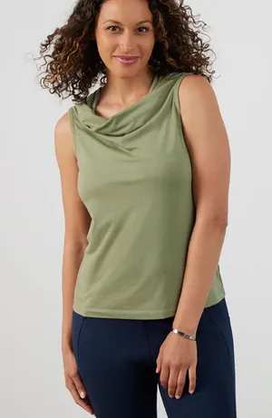Bluffworks Green Sleeveless Cowl Neck Top NWT thumbnail 1