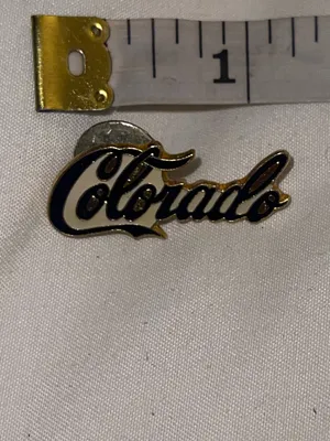 Colorado Script Enamel Pin in Navy and Gold thumbnail 4