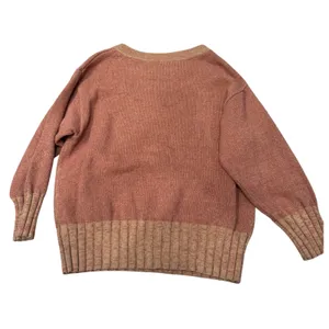 Free People Oversized Knit Sweater‎ Rust Orange Textured Ribbed Band Size XS thumbnail 2