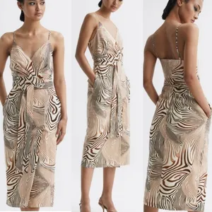 NWOT REISS Rosie Animal print faux wrap dress belted v neck dress size 0 thumbnail 2