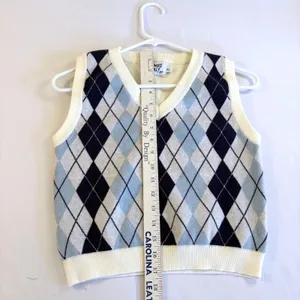 Princess Polly Navy Blue Crop Argyle‎ Sweater Vest Preppy Y2K Academia Women M/L thumbnail 10
