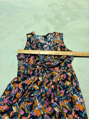 French Connection orange pink blue Floral Twist-Front Maxi Dress XL thumbnail 7