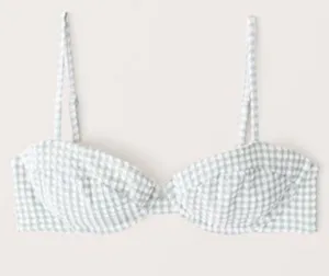 Abercrombie & fitch Checkered seersucker green bikini bra top thumbnail 1