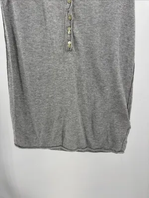Tex by Max Azria Sleeveless Gray Henley Tank Top S cotton modal neutral layering thumbnail 4