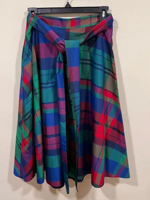 Maeve Plaid Taffeta Midi Skirt high waisted size US 8 EUC thumbnail 6