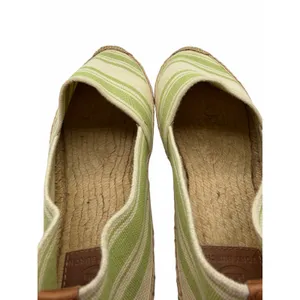 Tory Burch Striped Espadrille Slip-On Flats Green‎ Ivory Canvas Jute Women’s 10 thumbnail 6