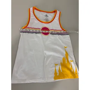 White Yellow Orange Walt Disney World 1971 Retro Kidcore Bloke Tank Top Shirt S thumbnail 4