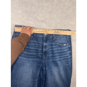American Eagle Super High Rise Baggy Wide Leg Ankle Jeans Womens 14 Long thumbnail 7