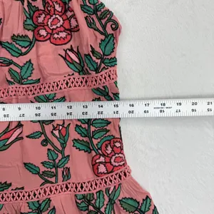 For Love & Lemons Floral Pink‎ Mini Dress Women's Medium Tiered Lace Trim thumbnail 4