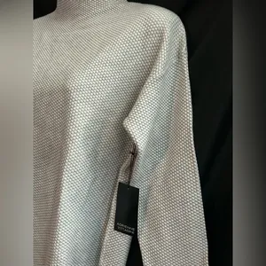 Adrienne Vittadini Heather Light Gray Textured Mock Cowl Sweater Women’s MD NWT thumbnail 5